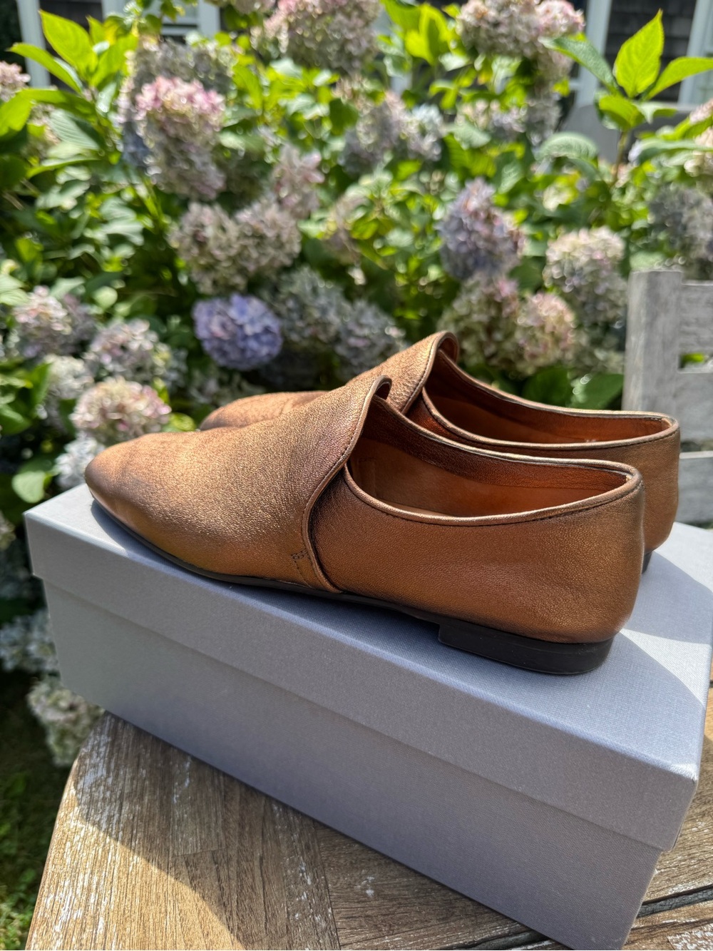 Aquatalia Revy Brown Metallic Loafers